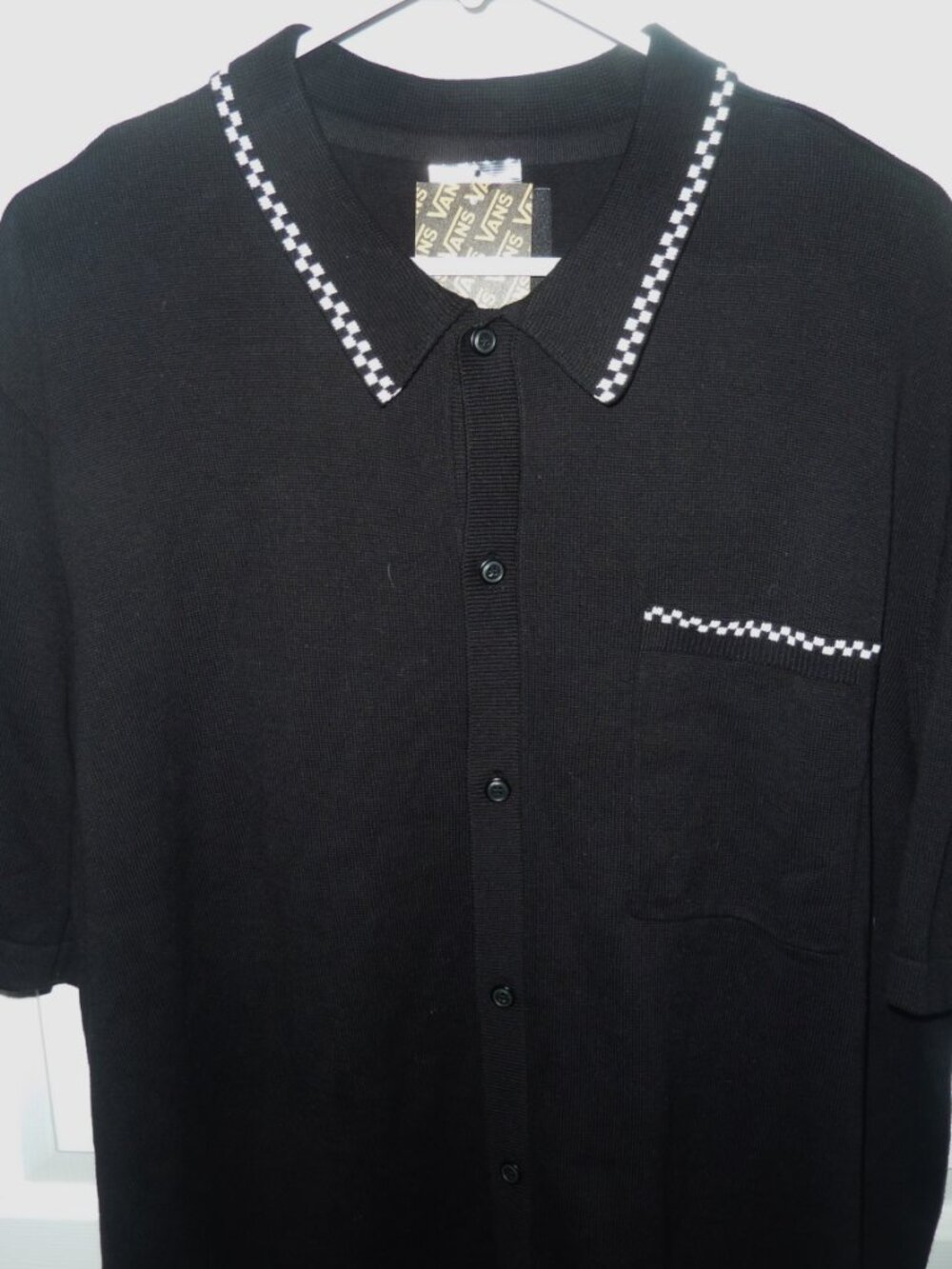 NWT Men's Vans Off The Wall Baldwin SS Sweater Polo White Check Accents XL - Picture 2 of 9